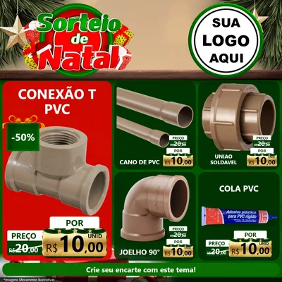 Modelo de Rede Social para Feed Facebook com o tema Sorteio de Natal para Tubos e conexões