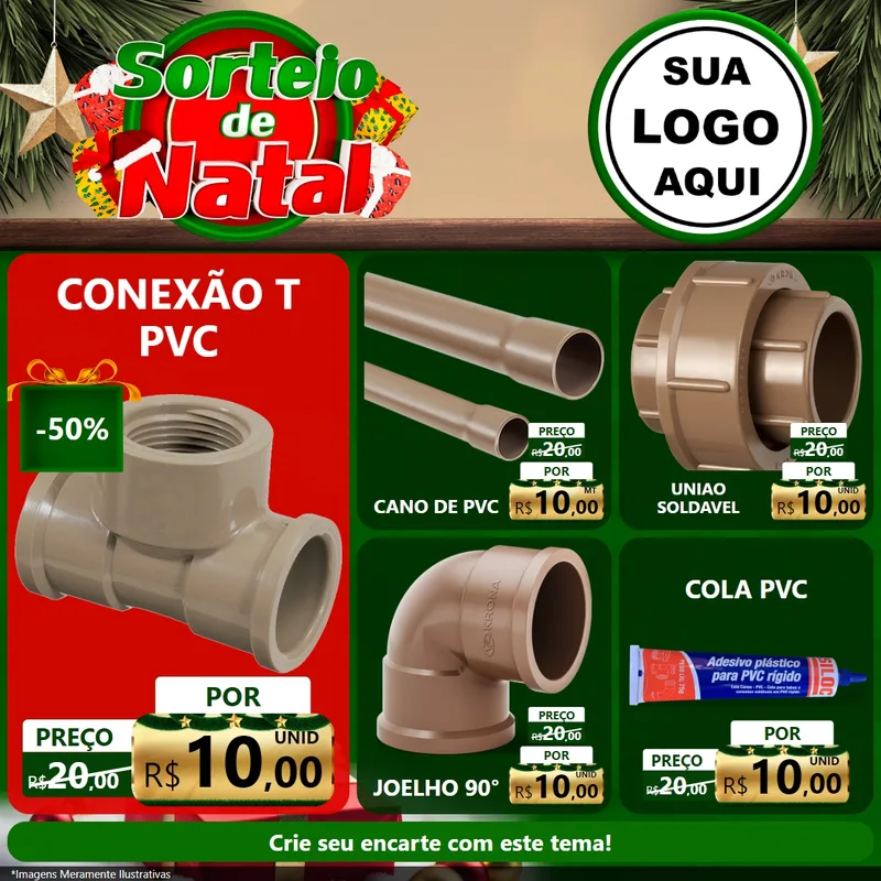 Modelo de Rede Social para Feed Facebook com o tema Sorteio de Natal para Tubos e conexões