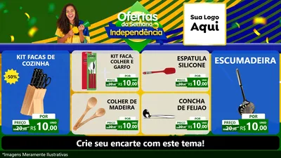 Modelo de TV para TV Horizontal com o tema Ofertas da Semana da Independência para Utilidades Domésticas