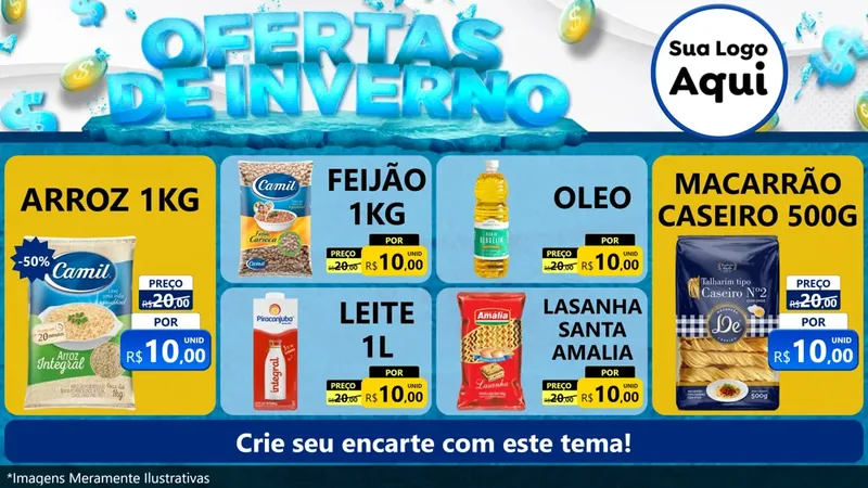 Modelo de TV para TV Horizontal com o tema Ofertas de Inverno para Supermercado