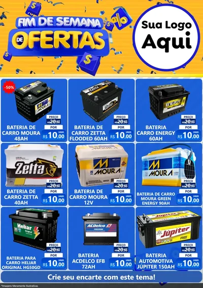 Modelo de Encarte para Encarte A4 Vertical com o tema Fim de Semana de Ofertas para Baterias Elétricas