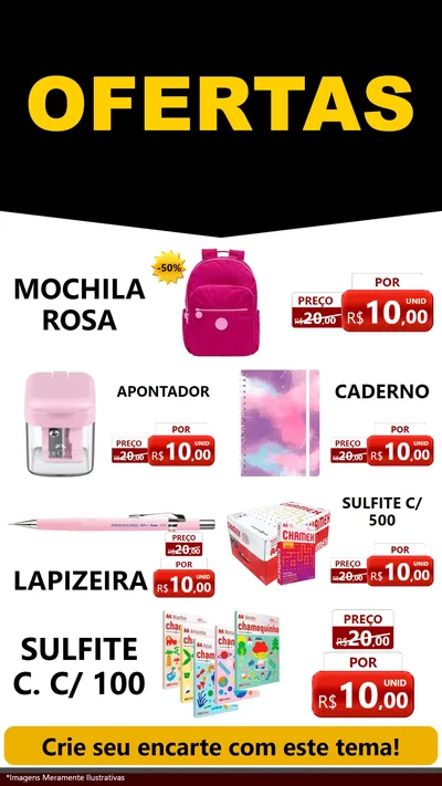 Modelo de TV para TV Vertical com o tema Ofertas Preto e Vermelho Cartaz para Papelaria