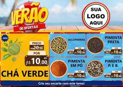 Modelo de Encarte para Encarte A4 Horizontal com o tema Verão de Ofertas para Produtos Naturais