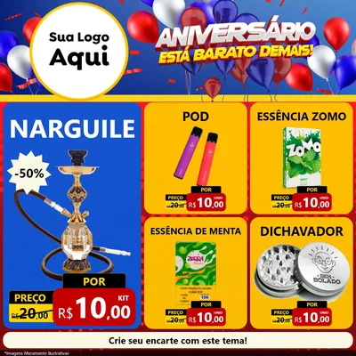 Modelo de Rede Social para Feed Facebook com o tema Aniversário para Tabacaria