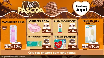 Modelo de TV para TV Horizontal com o tema Feliz Páscoa para Bebês
