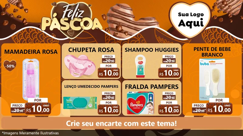 Modelo de TV para TV Horizontal com o tema Feliz Páscoa para Bebês