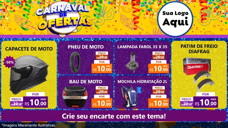 Modelo de TV para TV Horizontal com o tema Carnaval de Ofertas para Moto peças