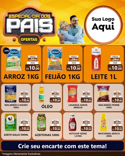 Modelo de Rede Social para Feed Instagram com o tema Especial Dia dos Pais para Supermercado