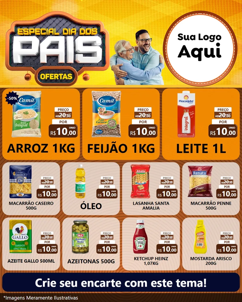 Modelo de Rede Social para Feed Instagram com o tema Especial Dia dos Pais para Supermercado