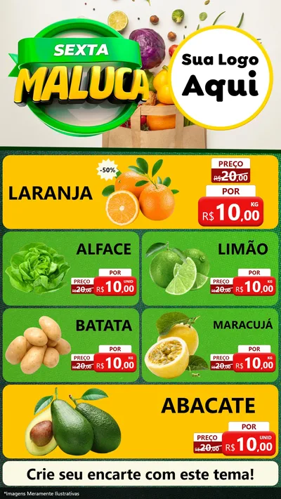 Modelo de TV para TV Vertical com o tema Sexta Maluca - Hortifrúti para Hortifrúti
