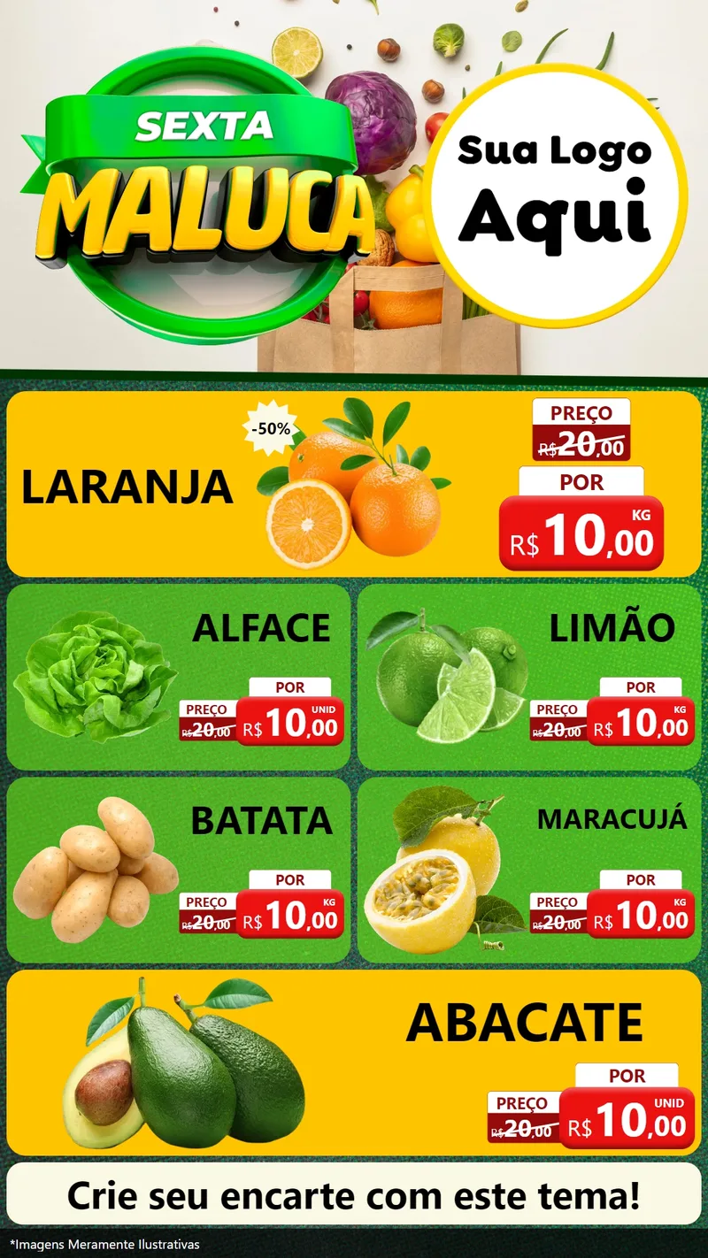 Modelo de TV para TV Vertical com o tema Sexta Maluca - Hortifrúti para Hortifrúti