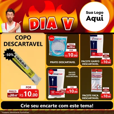 Modelo de Rede Social para Feed Facebook com o tema Dia V para Embalagens