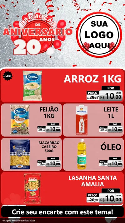 Modelo de TV para TV Vertical com o tema Promoção de Aniversário - 20 Anos para Supermercado