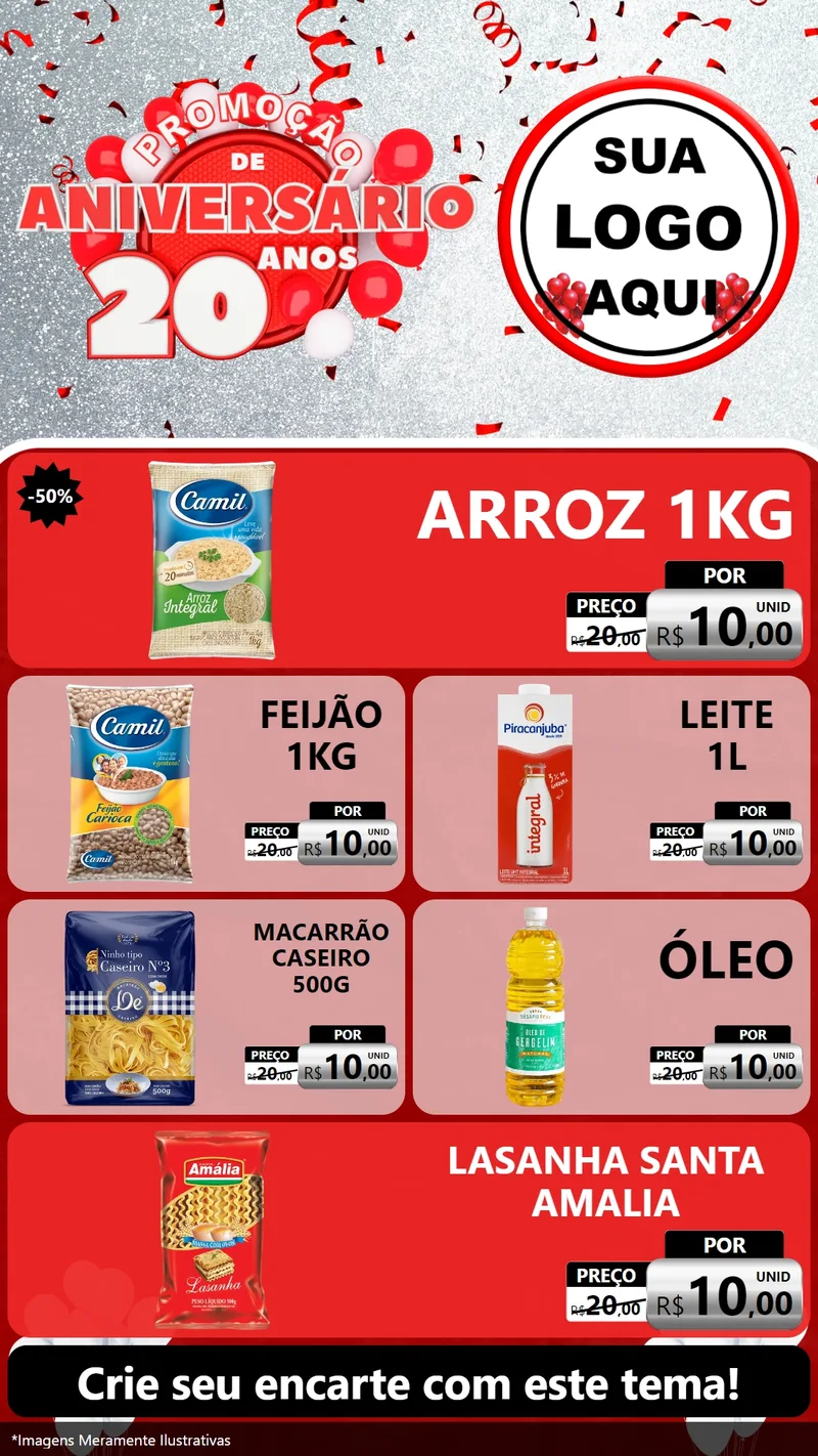 Modelo de TV para TV Vertical com o tema Promoção de Aniversário - 20 Anos para Supermercado