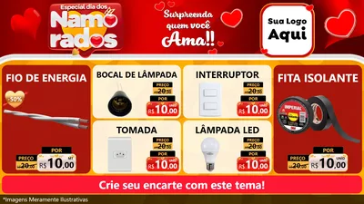 Modelo de TV para TV Horizontal com o tema Especial Dia dos Namorados para Materiais Elétricos