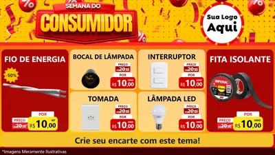 Modelo de TV para TV Horizontal com o tema Semana do Consumidor para Materiais Elétricos