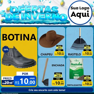 Modelo de Rede Social para Feed Facebook com o tema Ofertas de Inverno para Agropecuária
