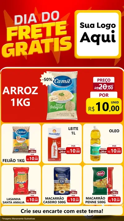 Modelo de Rede Social para Stories com o tema Dia do Frete Grátis para Supermercado