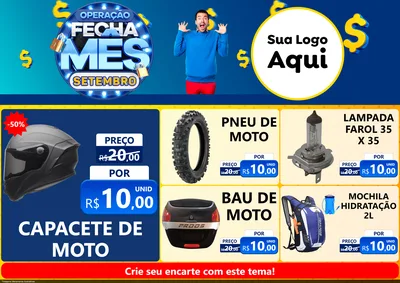 Modelo de Encarte para Encarte A4 Horizontal com o tema Operação Fecha Mês Setembro para Moto peças