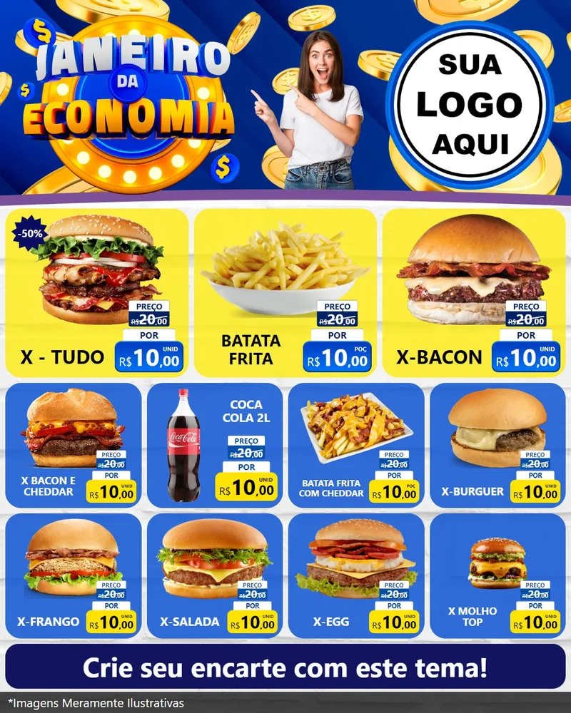 Modelo de Rede Social para Feed Instagram com o tema Janeiro da Economia para Hamburgueria