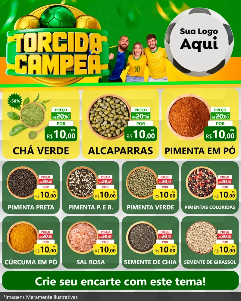 Modelo de Rede Social para Feed Instagram com o tema Torcida Campeã - Copa para Produtos Naturais