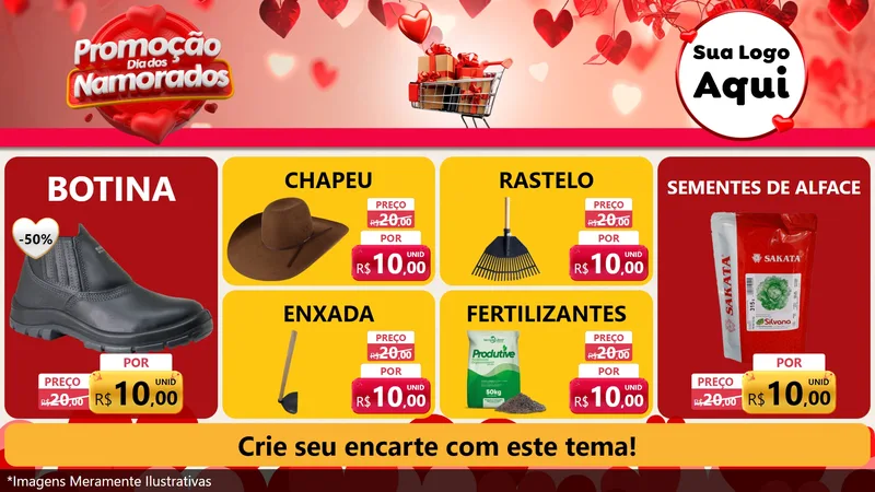 Modelo de TV para TV Horizontal com o tema Promoção Dia dos Namorados para Agropecuária