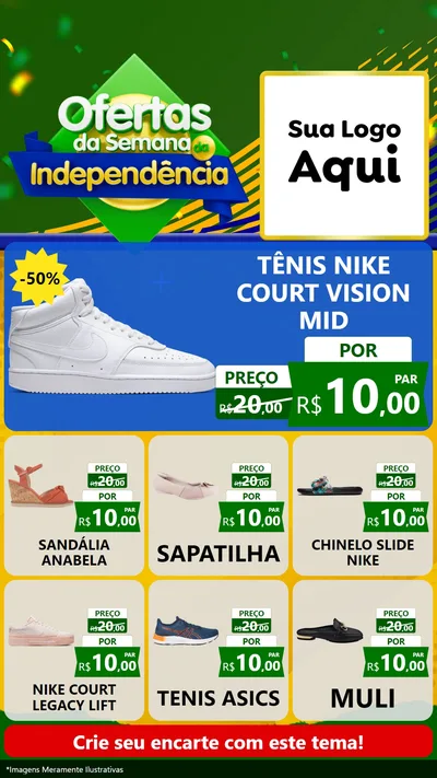 Modelo de Rede Social para Stories com o tema Ofertas da Semana da Independência para Calçados