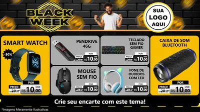 Modelo de TV para TV Horizontal com o tema Black Week para Informática