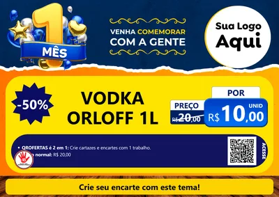 Modelo de Cartaz para Cartaz A4 Horizontal com o tema Um Mês de Aniversário para Distribuidora de bebidas