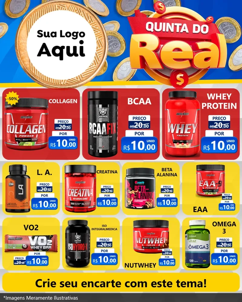 Modelo de Rede Social para Feed Instagram com o tema Quinta do Real para Suplementos alimentares