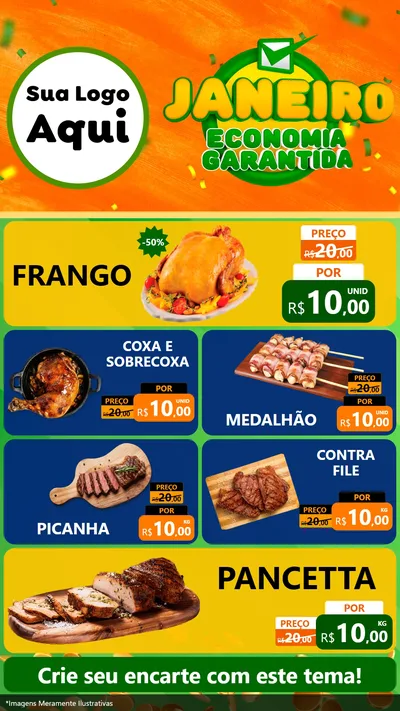 Modelo de TV para TV Vertical com o tema Janeiro - Economia Garantida para Assados