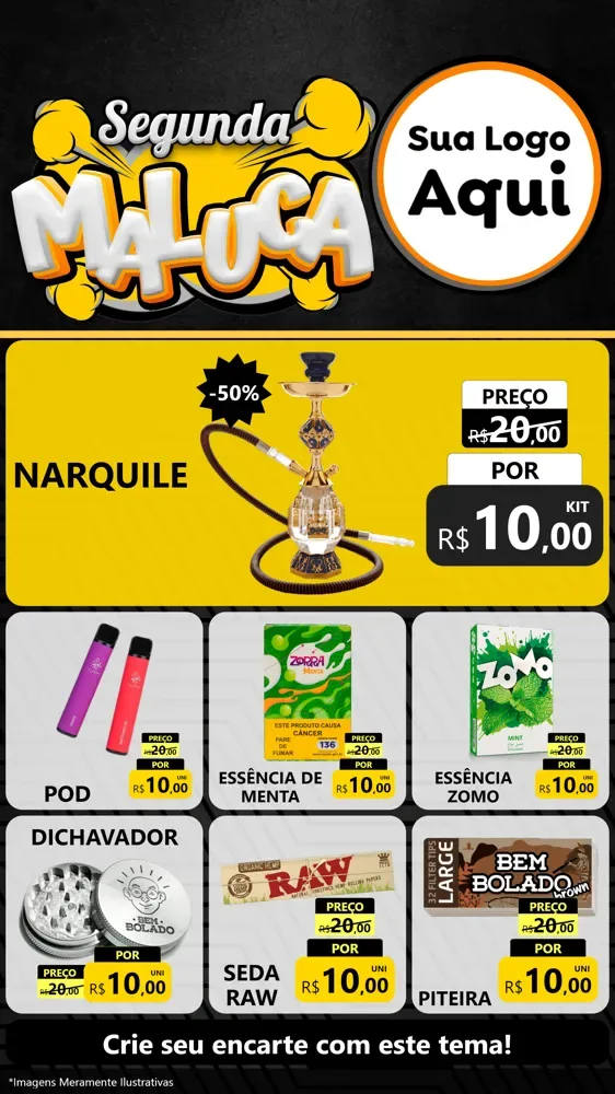 Modelo de Rede Social para Stories com o tema Segunda Maluca para Tabacaria