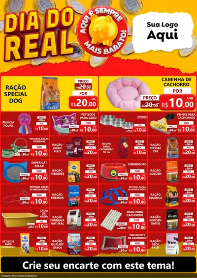 Modelo de Encarte para Encarte A4 Vertical com o tema Dia Do Real para Pet Shop