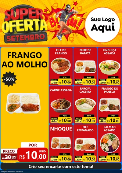 Modelo de Encarte para Encarte A4 Vertical com o tema Super Oferta Setembro para Restaurante
