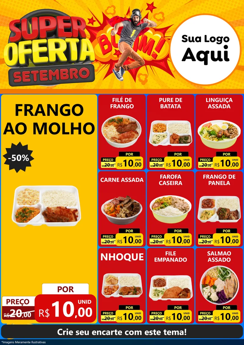 Modelo de Encarte para Encarte A4 Vertical com o tema Super Oferta Setembro para Restaurante