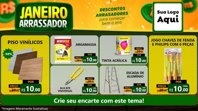 Modelo de TV para TV Horizontal com o tema Janeiro Arrasador para Material para Construção