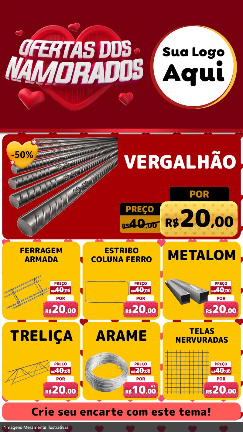 Modelo de Rede Social para Stories com o tema Ofertas Dos Namorados para Ferragens