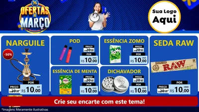 Modelo de TV para TV Horizontal com o tema Ofertas de Março para Tabacaria