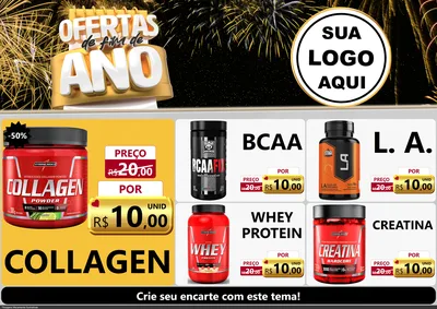 Modelo de Encarte para Encarte A4 Horizontal com o tema Ofertas de Fim de Ano para Suplementos alimentares