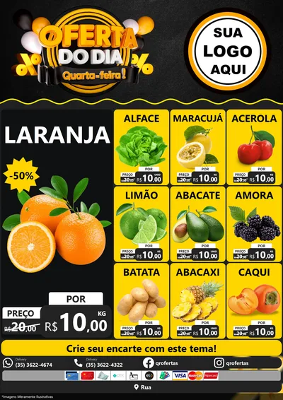 Modelo de Encarte para Encarte A4 Vertical com o tema Oferta do Dia - Quarta Feira! para Hortifrúti