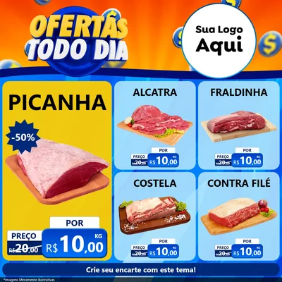 Modelo de Rede Social para Feed Facebook com o tema Ofertas Todo Dia para Açougue