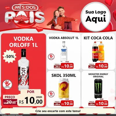 Modelo de Rede Social para Feed Facebook com o tema Mês dos Pais para Distribuidora de bebidas