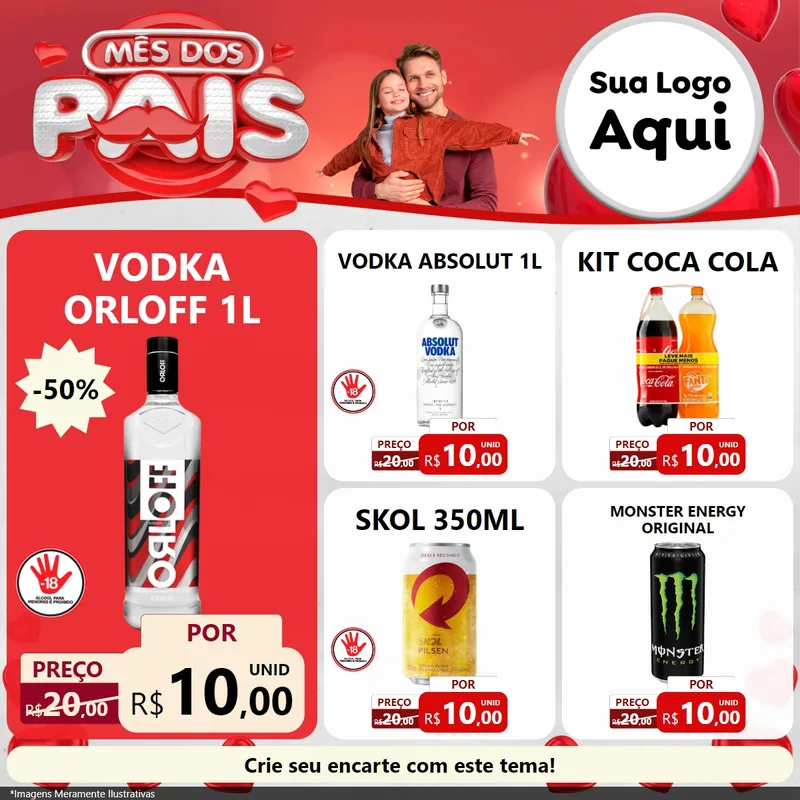Modelo de Rede Social para Feed Facebook com o tema Mês dos Pais para Distribuidora de bebidas