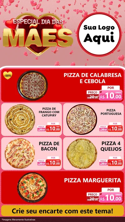 Modelo de TV para TV Vertical com o tema Especial Dia Das Mães para Pizzaria