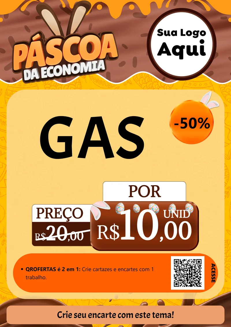 Modelo de Cartaz para Cartaz A4 Vertical com o tema Páscoa da Economia para Água e gás