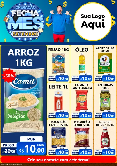 Modelo de Encarte para Encarte A4 Vertical com o tema Operação Fecha Mês Setembro para Supermercado