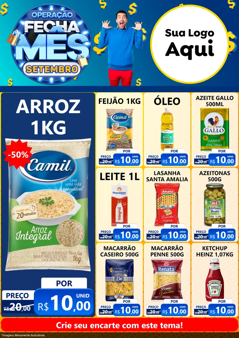Modelo de Encarte para Encarte A4 Vertical com o tema Operação Fecha Mês Setembro para Supermercado