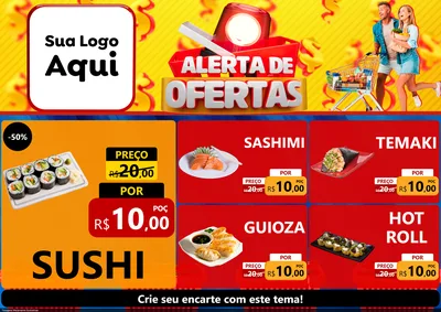 Modelo de Encarte para Encarte A4 Horizontal com o tema Alerta de Ofertas para Comida japonesa