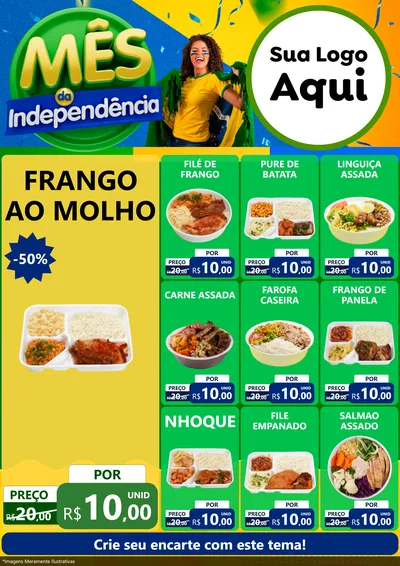 Modelo de Encarte para Encarte A4 Vertical com o tema Mês da Independência para Restaurante