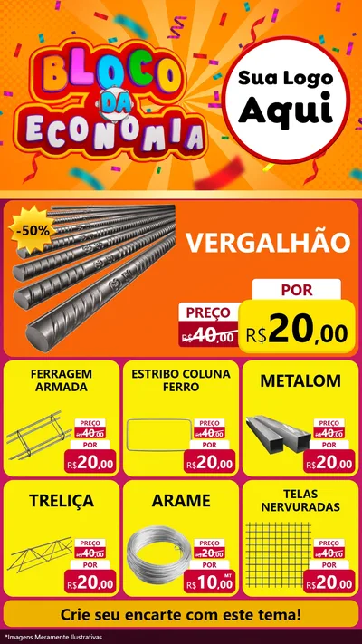 Modelo de Rede Social para Stories com o tema Bloco da Economia para Ferragens